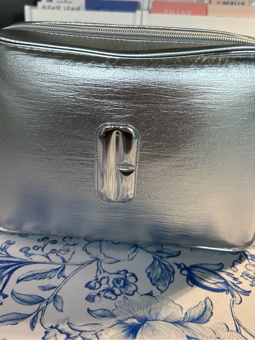 Clinique Metallic Silver Cosmetic Pouch